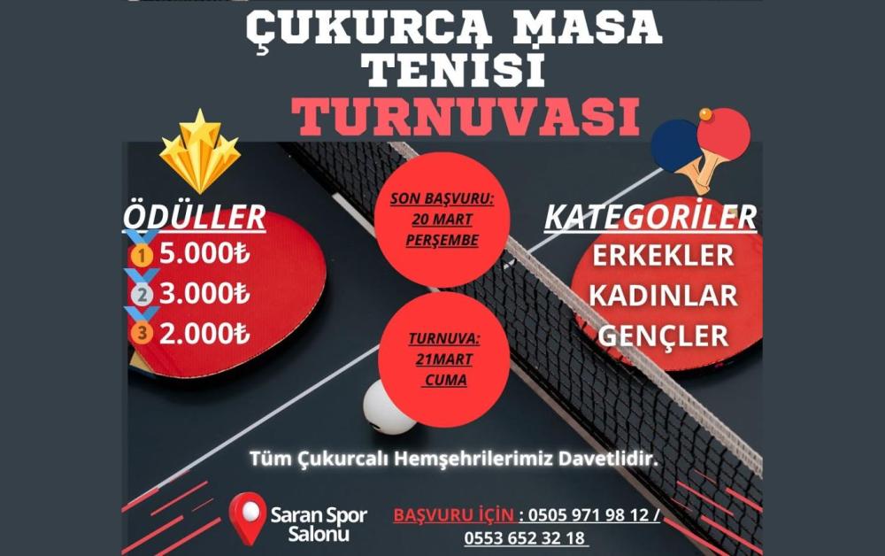 Çukurca’da Ödüllü Masa Tenisi Turnuvası Başlıyor!