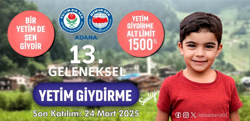 Eğitim-Bir-Sen Adana, Yetim Giydirme Şenliği İçin Başvuruları Başlattı